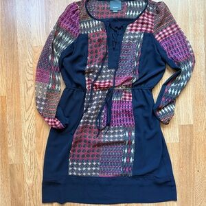 Anthropologie Maeve Blue Multi-Color Paisley Long Sleeve Rosalie Dress Medium M